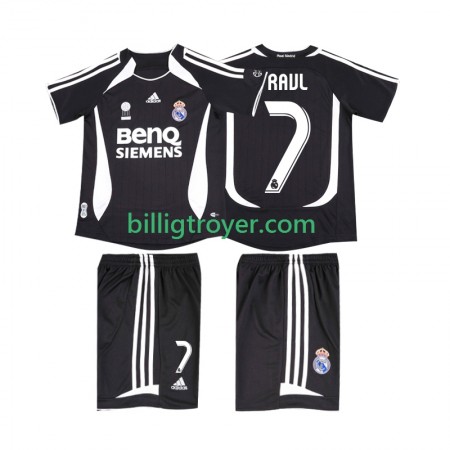 Billige Fotballdrakter Real Madrid RAUL 7 2006 2007 Barn Retro Bortedraktsett Kortermet